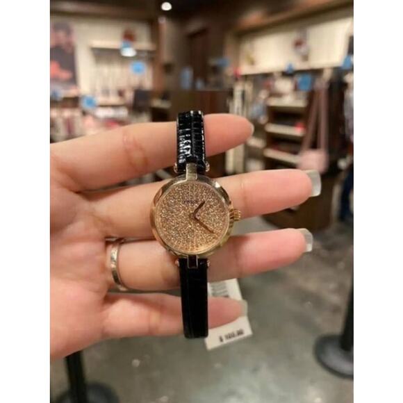 Fossil BQ3562 Kerrigan Mini Three-Hand Black Leather Watch - Picture 2 of 7